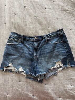 aerie Distressed Dark Blue Denim Cutoff Shorts